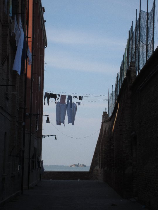 Washing hanging out in Cannaregio, with San Michele island in the background